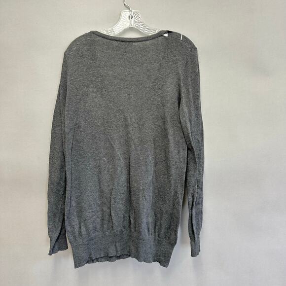 Vintage Y2K DressBarn gray longline argyle print cardigan sweater size large - Picture 14 of 15